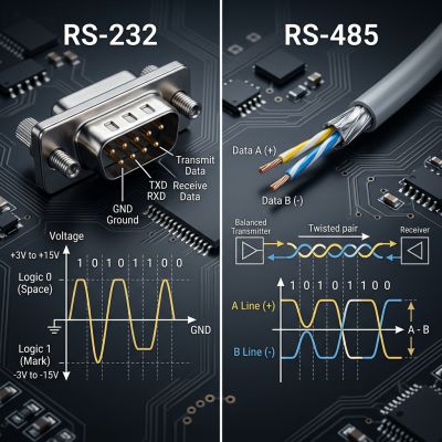 RS-232与RS-485串口通信标准对比：电气特性、拓扑结构与工业现场总线应用指南
